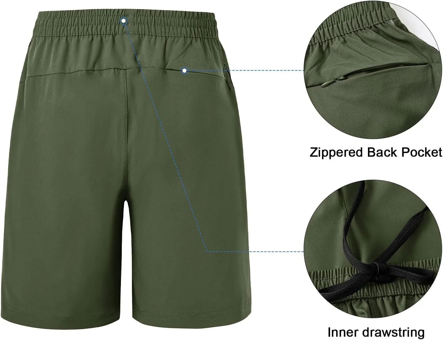 Gopune Men's Athletic Running Shorts Lightweight Quick Dry Workout 7" Gym Basketball Hiking Shorts