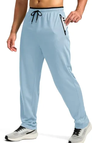 Gym Pants Men Casual Stretch Quick Dry Pant Drawstring Pull-On Tapered Joggers with Zipper Pockets Workout Athletic Pant