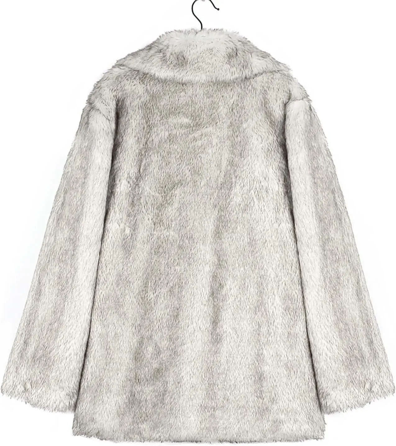 HGps8w Luxury Faux Fur Coat for Women Lapel Open Front Shaggy Cardigans Fuzzy Fleece Jacket Warm Winter Outerwear