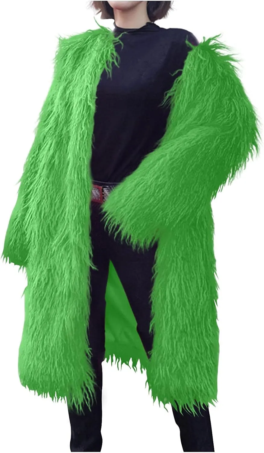 HGps8w Luxury Long Faux Fur Coat for Women Open Front Shaggy Cardigans Oversized Fuzzy Fleece Jacket Warm Winter Outerwear