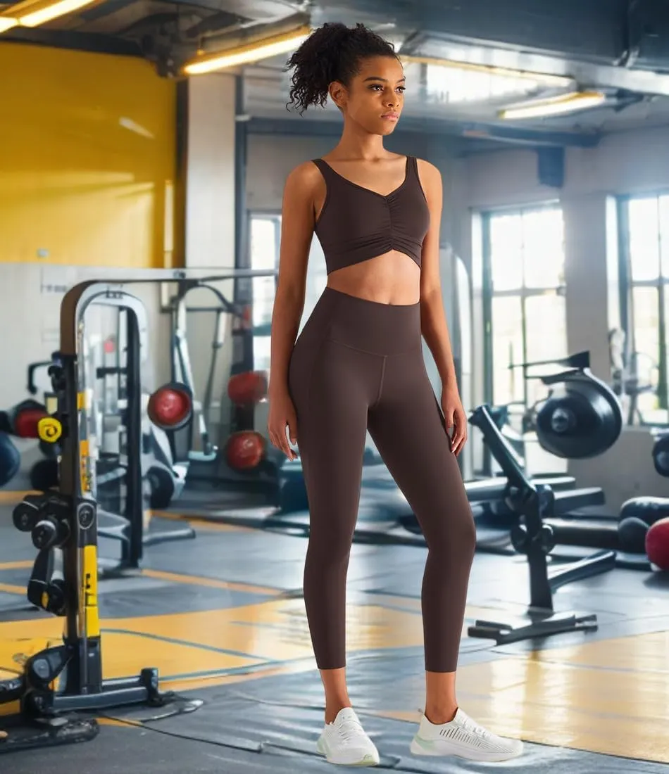 High-Rise Yoga Leggings with Pockets,Women Contour Fit Workout Pants,Sculpting Compression Tights,Training & Gym Leggings