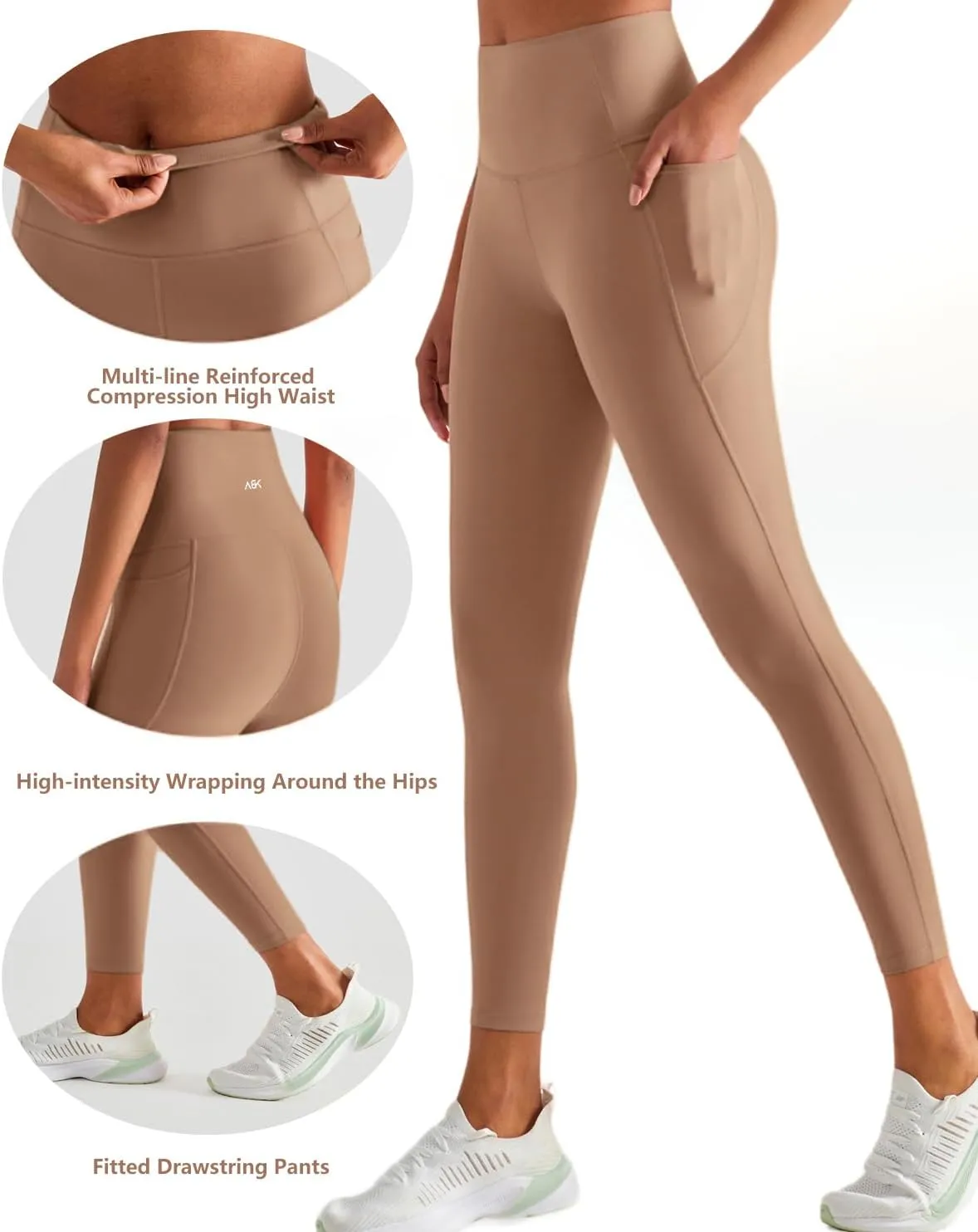 High-Rise Yoga Leggings with Pockets,Women Contour Fit Workout Pants,Sculpting Compression Tights,Training & Gym Leggings