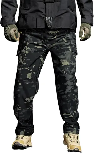 Hiking Pants for Men Lightweight Waterproof Baggy Cargo Pants Casual Straight Leg Trousers with Pockets