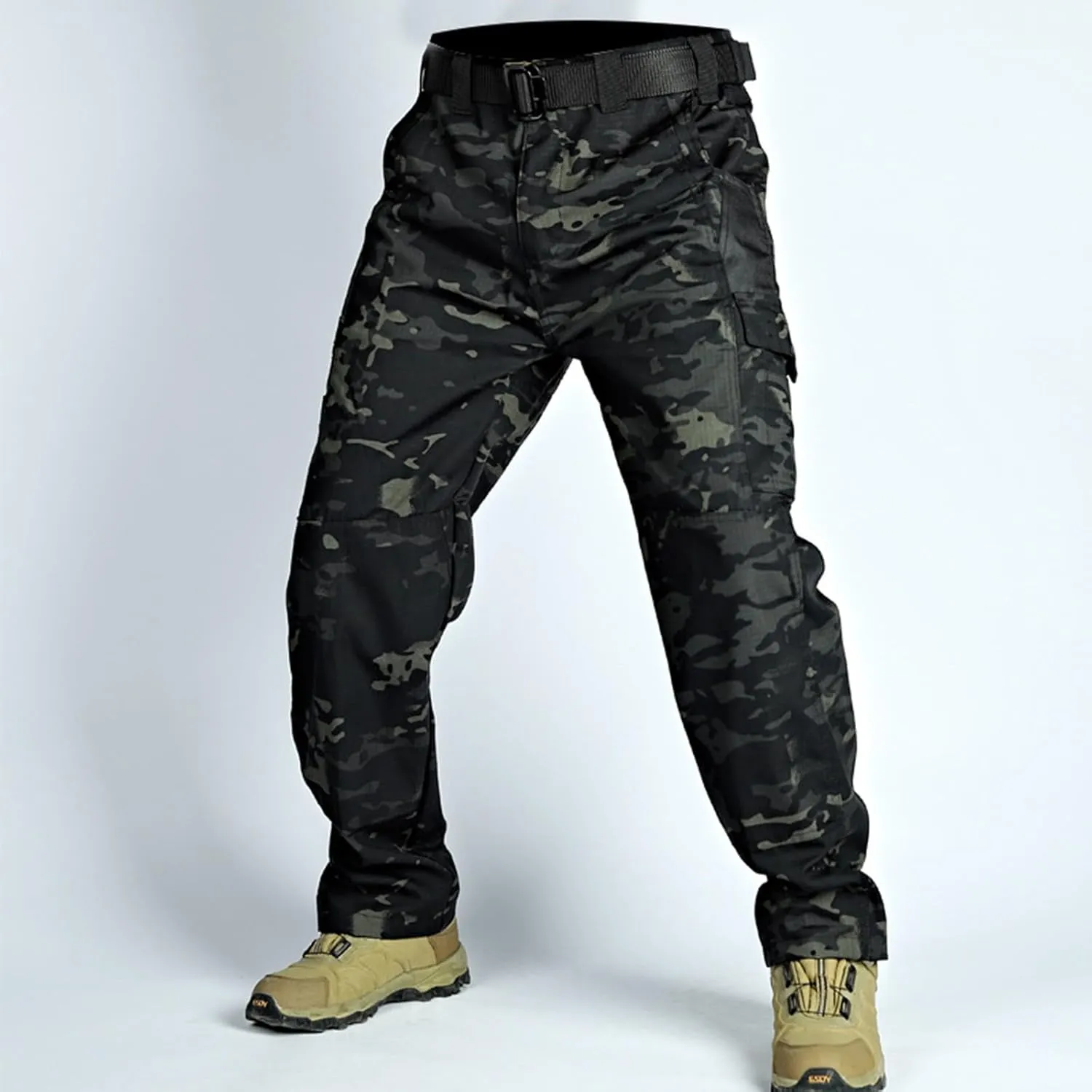 Hiking Pants for Men Lightweight Waterproof Baggy Cargo Pants Casual Straight Leg Trousers with Pockets
