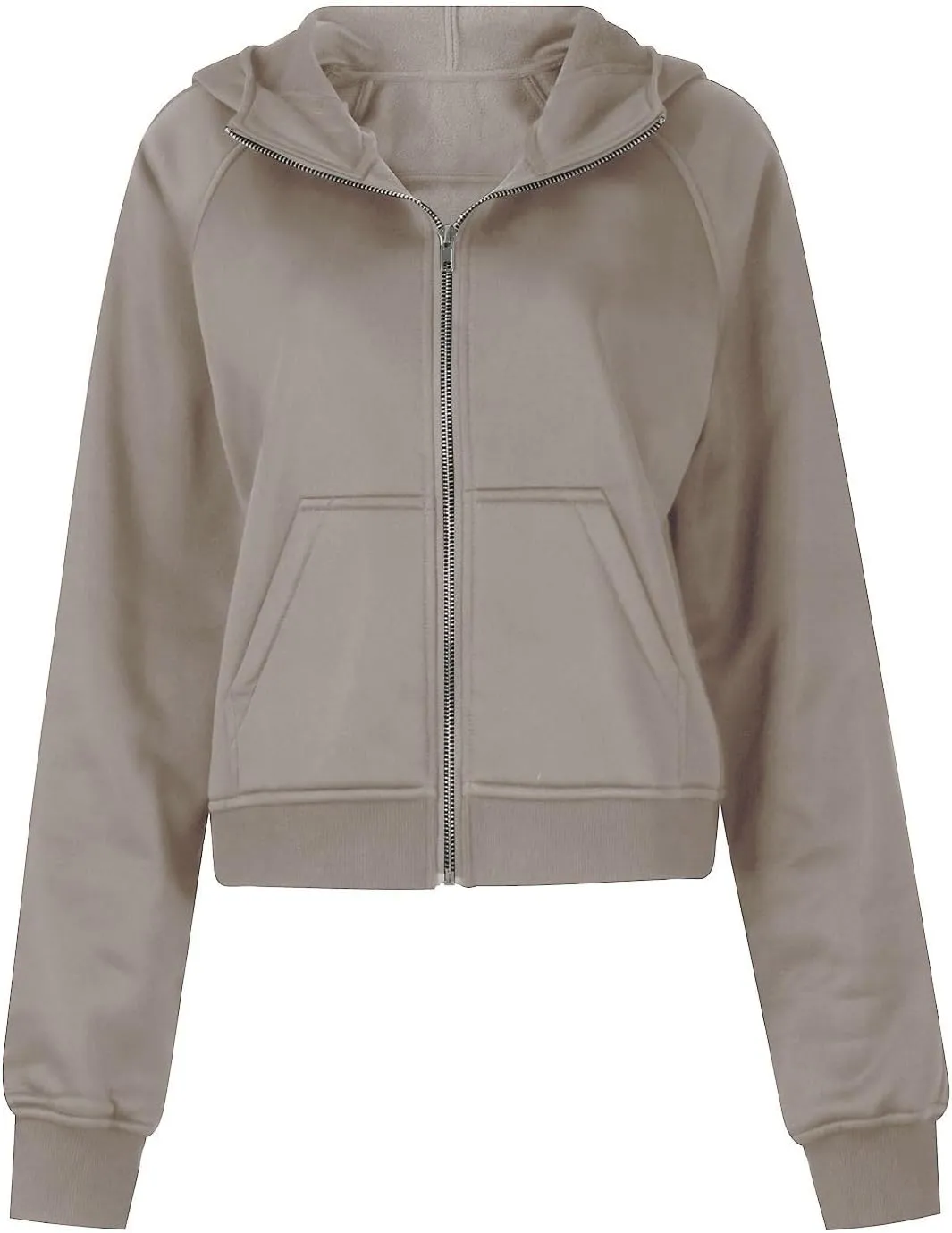 Hoodies for Women Full Zip Up Cropped Sweatshirts Fleece Jackets Casual Comfy Gym Tops Athletic Hoodie with Pockets