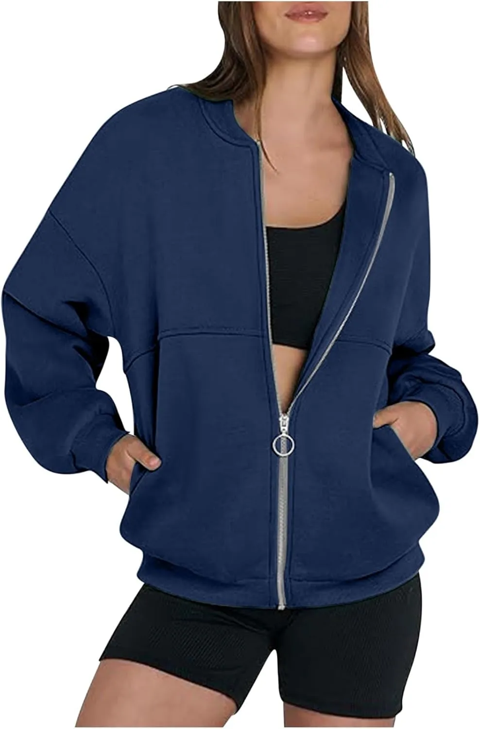 Hoodies for Women Full Zip Up Long Sleeve Sweatshirts Jackets Casual Comfy Gym Tops Fall Outfits Winter Clothes