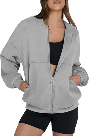 Hoodies for Women Full Zip Up Long Sleeve Sweatshirts Jackets Casual Comfy Gym Tops Fall Outfits Winter Clothes