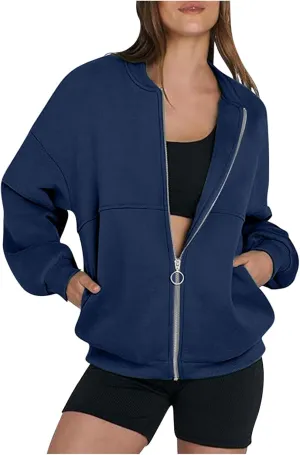 Hoodies for Women Full Zip Up Long Sleeve Sweatshirts Jackets Casual Comfy Gym Tops Fall Outfits Winter Clothes