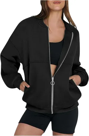 Hoodies for Women Full Zip Up Long Sleeve Sweatshirts Jackets Casual Comfy Gym Tops Fall Outfits Winter Clothes