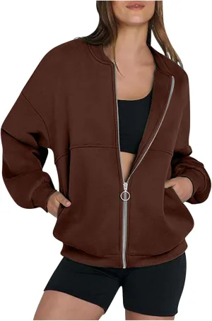 Hoodies for Women Full Zip Up Long Sleeve Sweatshirts Jackets Casual Comfy Gym Tops Fall Outfits Winter Clothes