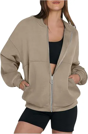 Hoodies for Women Full Zip Up Long Sleeve Sweatshirts Jackets Casual Comfy Gym Tops Fall Outfits Winter Clothes