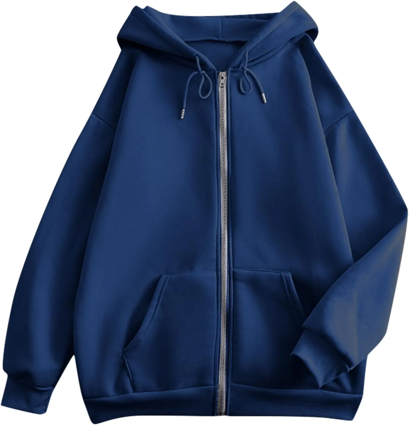 Hoodies for Women Long Sleeve Fall Fashion 2024 Oversized Zip Up Sweatshirts Solid Light Hoodie Jacket with Pockets