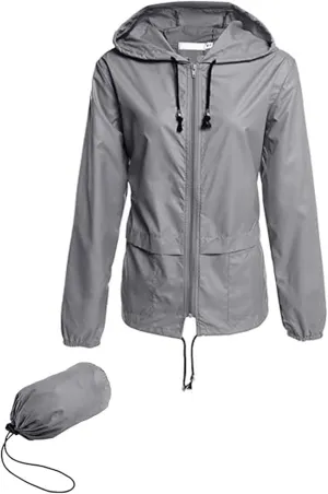 Hount Women's Lightweight Hooded Raincoat Waterproof Packable Active Outdoor Rain Jacket (S-3XL)