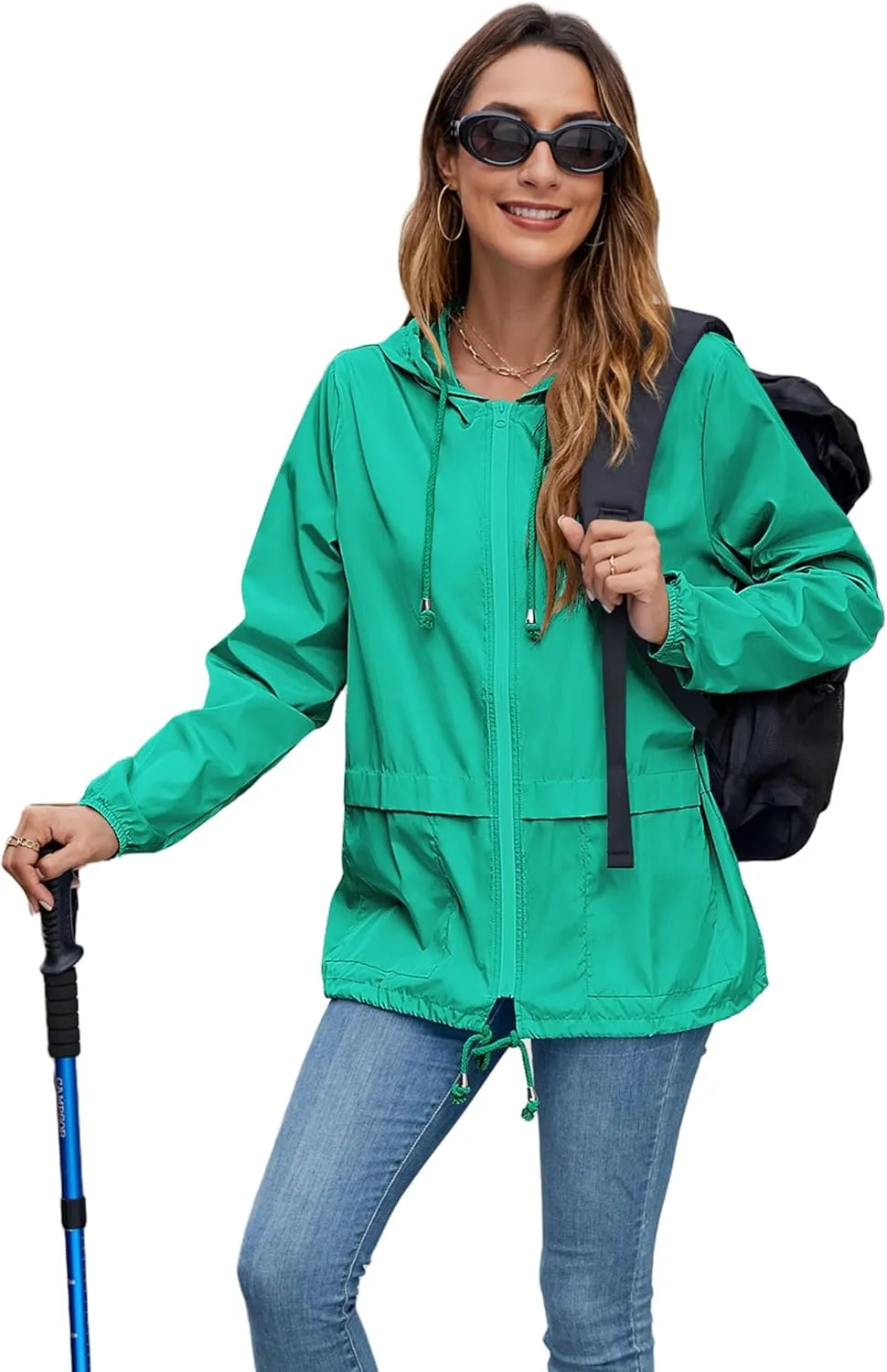 Hount Women's Lightweight Hooded Raincoat Waterproof Packable Active Outdoor Rain Jacket (S-3XL)