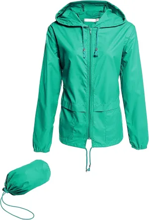 Hount Women's Lightweight Hooded Raincoat Waterproof Packable Active Outdoor Rain Jacket (S-3XL)