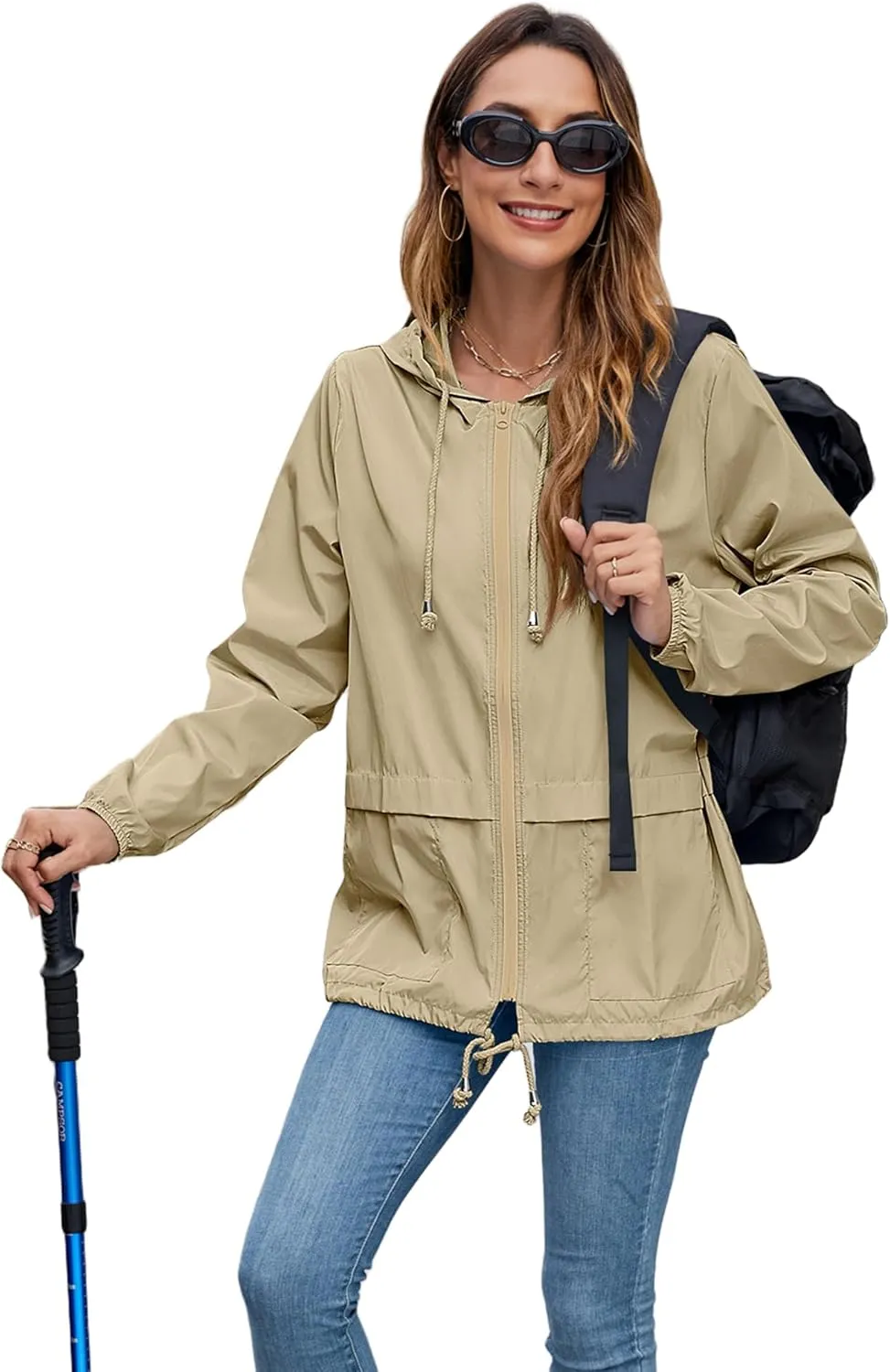 Hount Women's Lightweight Hooded Raincoat Waterproof Packable Active Outdoor Rain Jacket (S-3XL)