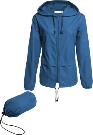 Hount Women's Lightweight Hooded Raincoat Waterproof Packable Active Outdoor Rain Jacket (S-3XL)