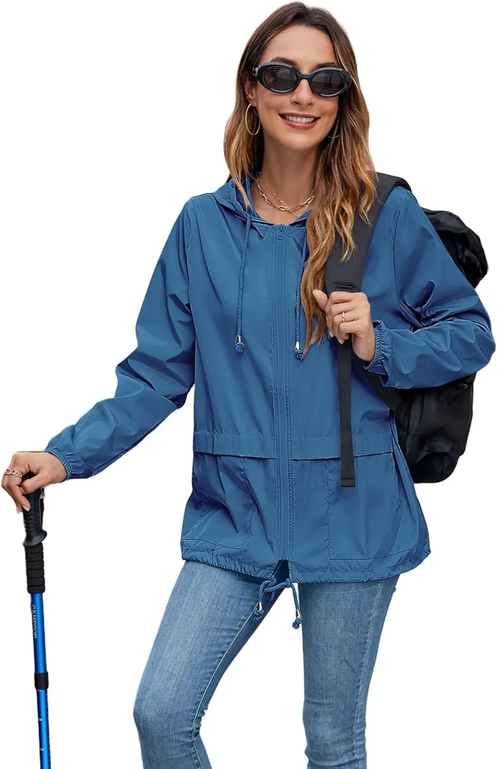 Hount Women's Lightweight Hooded Raincoat Waterproof Packable Active Outdoor Rain Jacket (S-3XL)