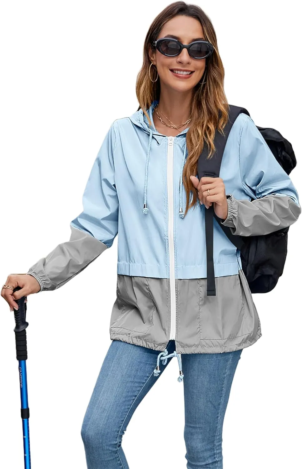 Hount Women's Lightweight Hooded Raincoat Waterproof Packable Active Outdoor Rain Jacket (S-3XL)