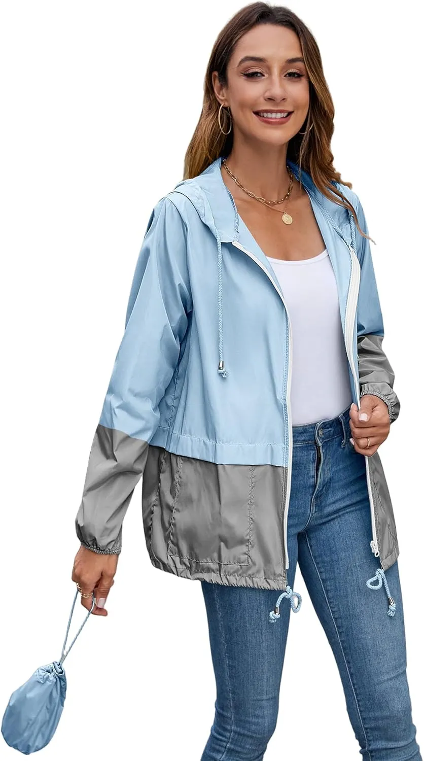 Hount Women's Lightweight Hooded Raincoat Waterproof Packable Active Outdoor Rain Jacket (S-3XL)
