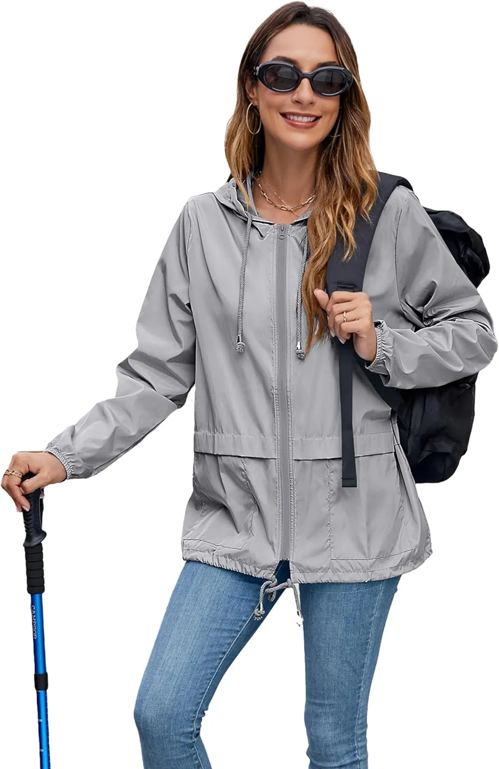 Hount Women's Lightweight Hooded Raincoat Waterproof Packable Active Outdoor Rain Jacket (S-3XL)