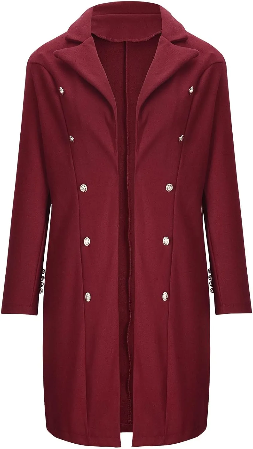 Hvyesh Womens Wool Trench Pea Coats 2024 Winter Jackets Trendy Notch Lapel Double Breasted Mid Long Warm Jacket Overcoat
