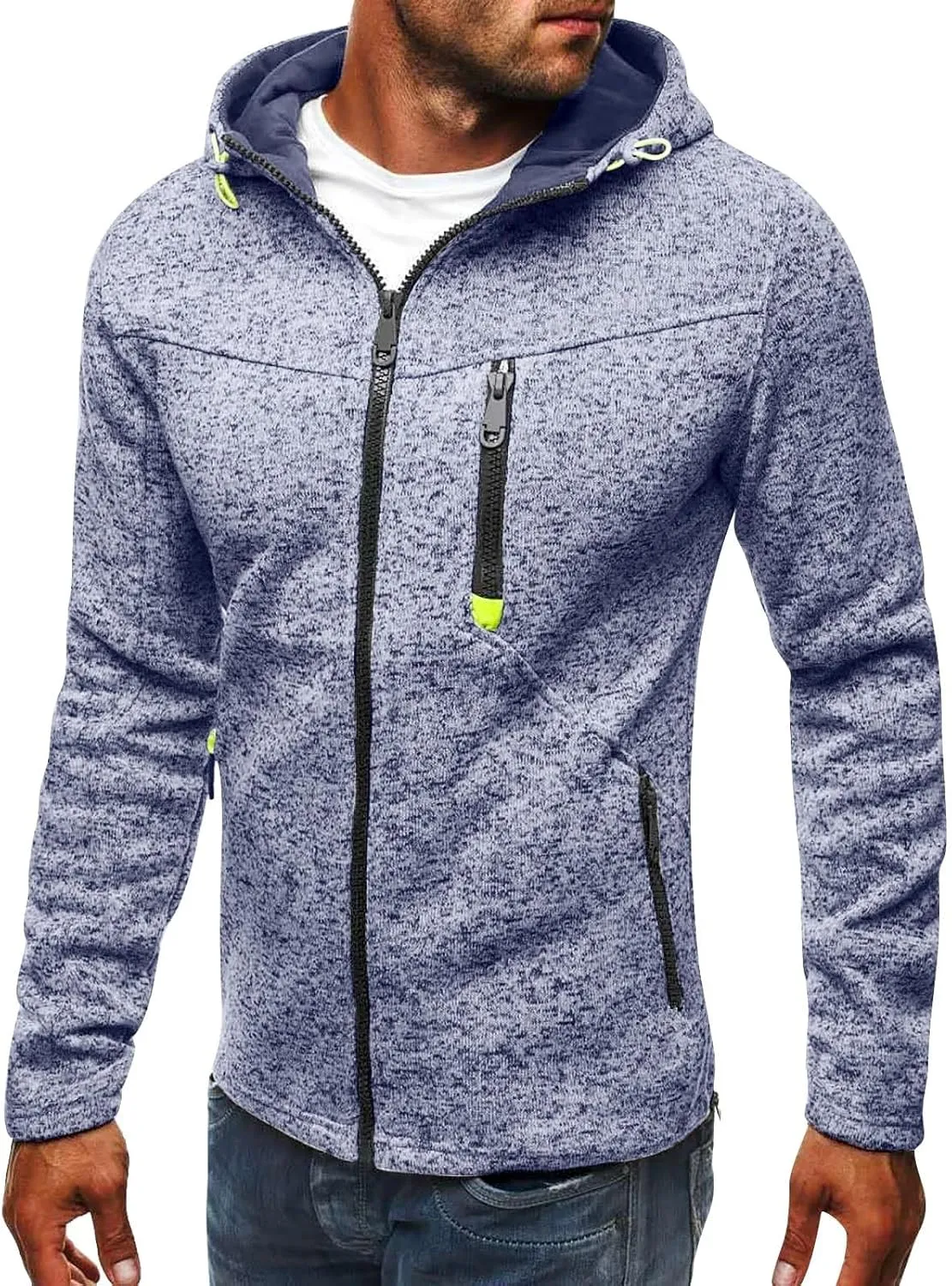Jackets For Men With Hoodie Long Sleeve Hooded Sweatshirt Sports Outdoor Running Biking With Zip Pockets, S-4XL