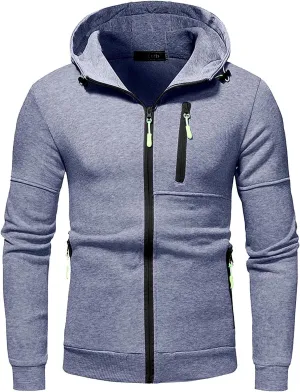 Jackets For Men With Hoodie Long Sleeve Hooded Sweatshirt Sports Outdoor Running Biking With Zip Pockets, S-4XL