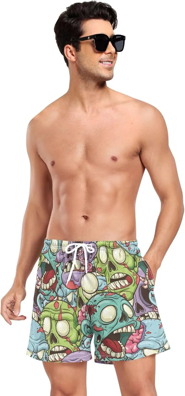 JUNZAN Exotic Colorful Pineapples Urban Men's Swimming Shorts 2 in 1 Workout Volleyball Shorts Beach Surfing Climbing S