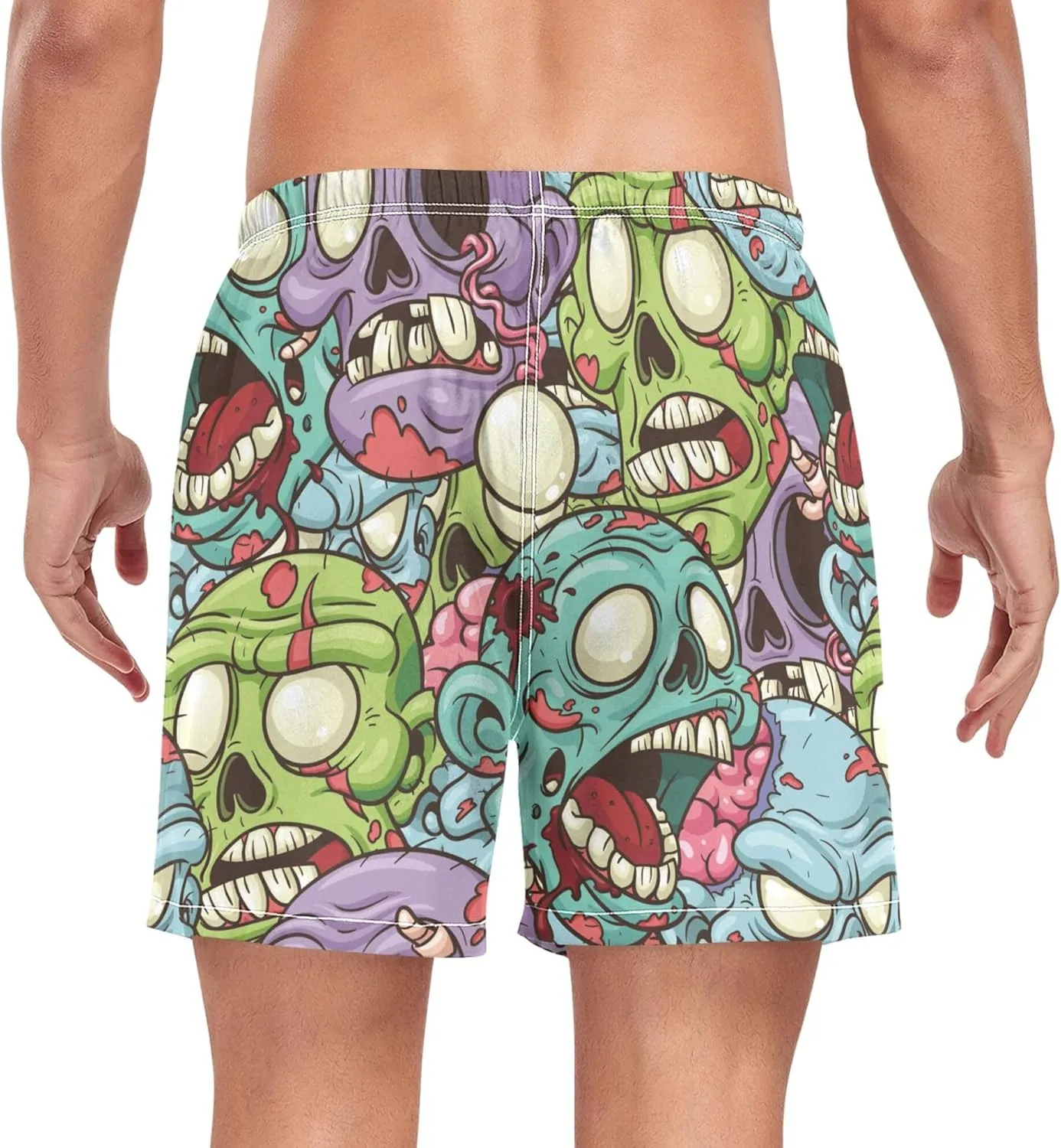 JUNZAN Exotic Colorful Pineapples Urban Men's Swimming Shorts 2 in 1 Workout Volleyball Shorts Beach Surfing Climbing S