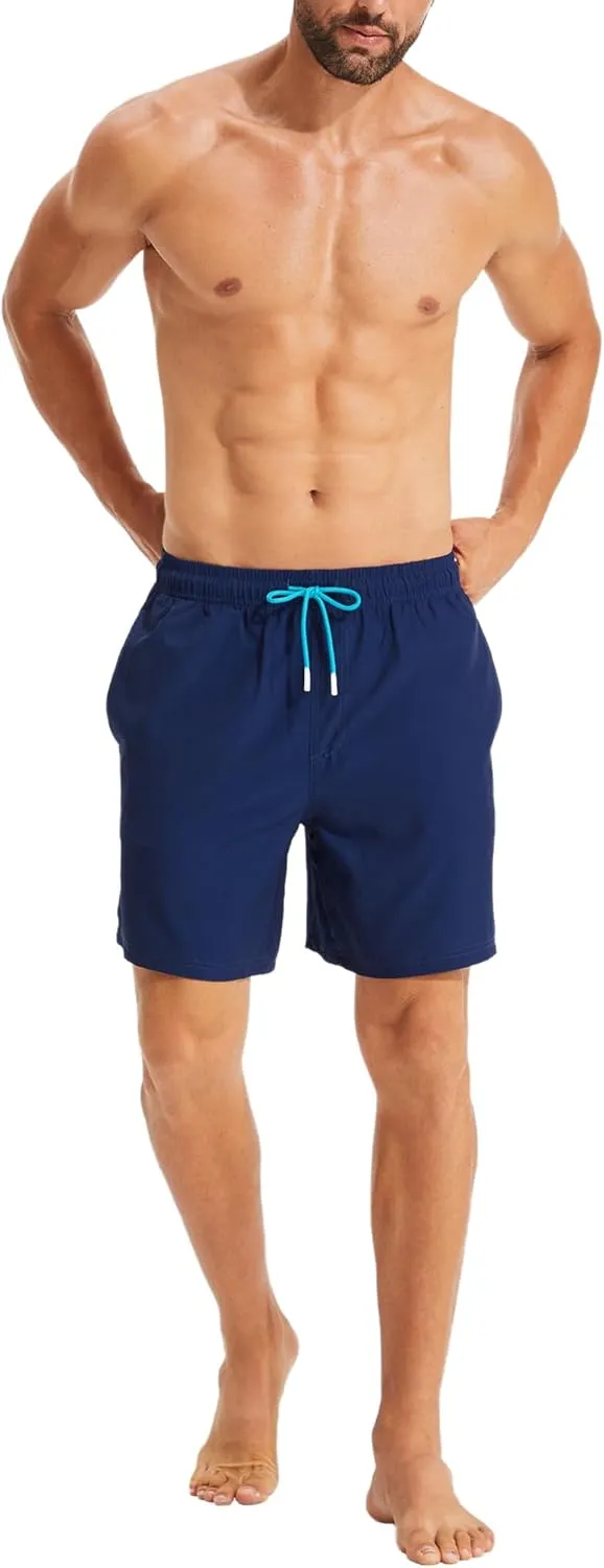 KAIUA SURF Mens Swim Trunks with Compression Liner 7 Inch Inseam Quick Dry Mens Swimming Shorts Bathing Suit