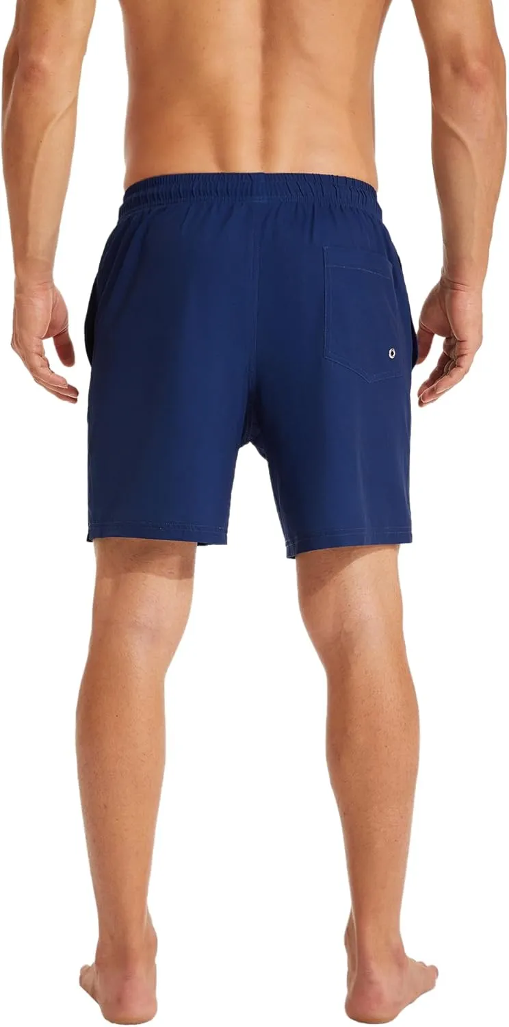 KAIUA SURF Mens Swim Trunks with Compression Liner 7 Inch Inseam Quick Dry Mens Swimming Shorts Bathing Suit