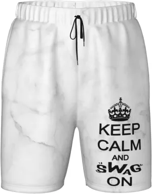 Keep-Calm-and-XLwag-On Gifts Boys Athletic Hiking Shorts Quick Dry Boys Workout Shorts Boys Sports Gym Running Shorts Black-XL