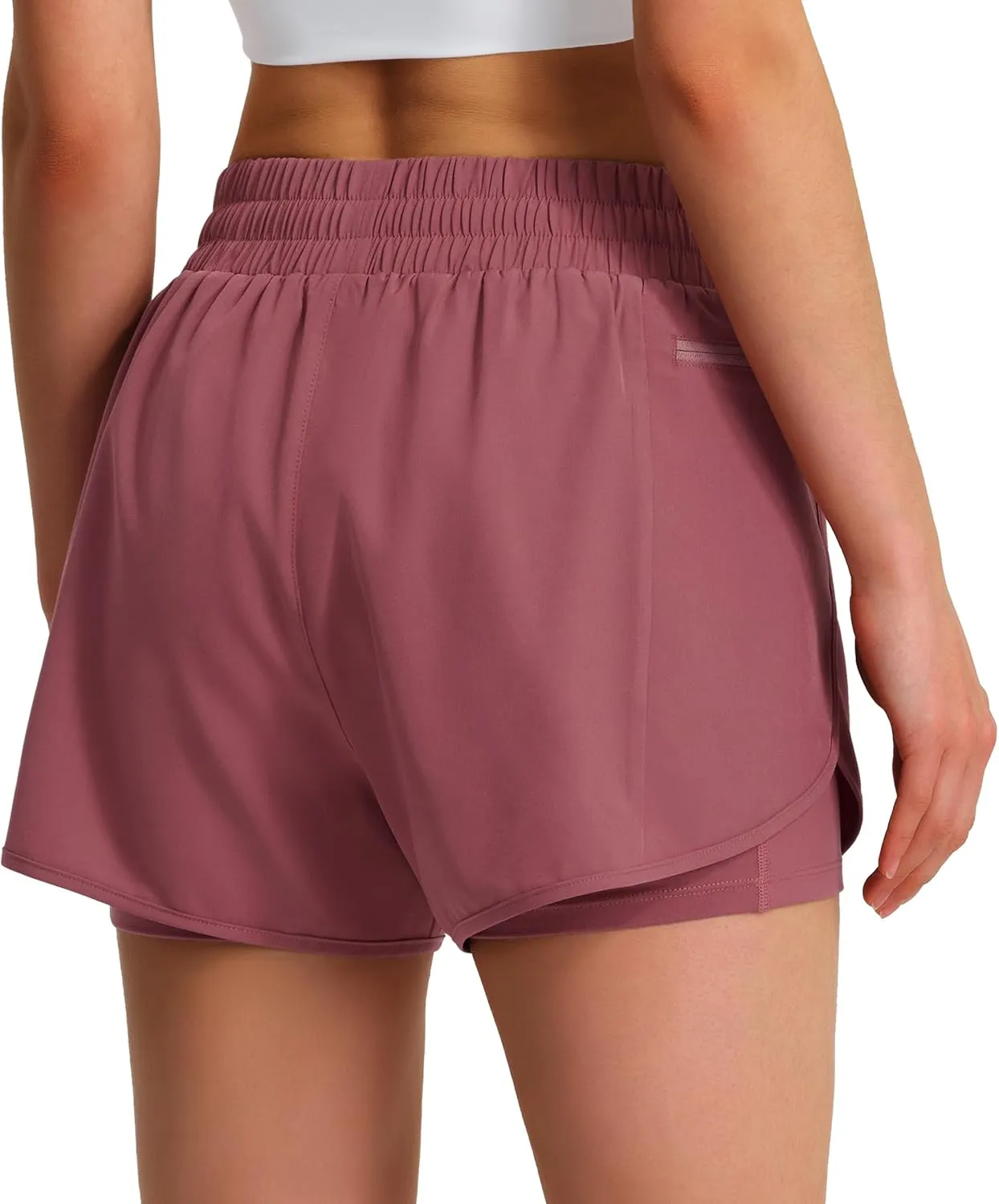 Ksmien Women's Running Shorts Quick Dry Lightweight Athletic Workout Shorts with Liner Phone Pockets