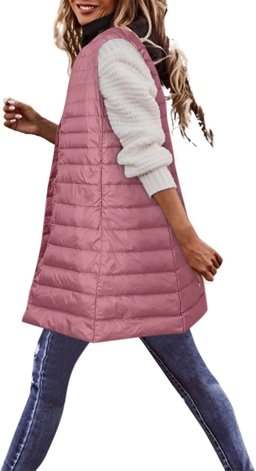 LCMTWX Red Puffer Vest Coat Vest With Hood Sleeveless Warm Down Coat With Pockets Quilted Vest Down Full-Zip Hooded Black