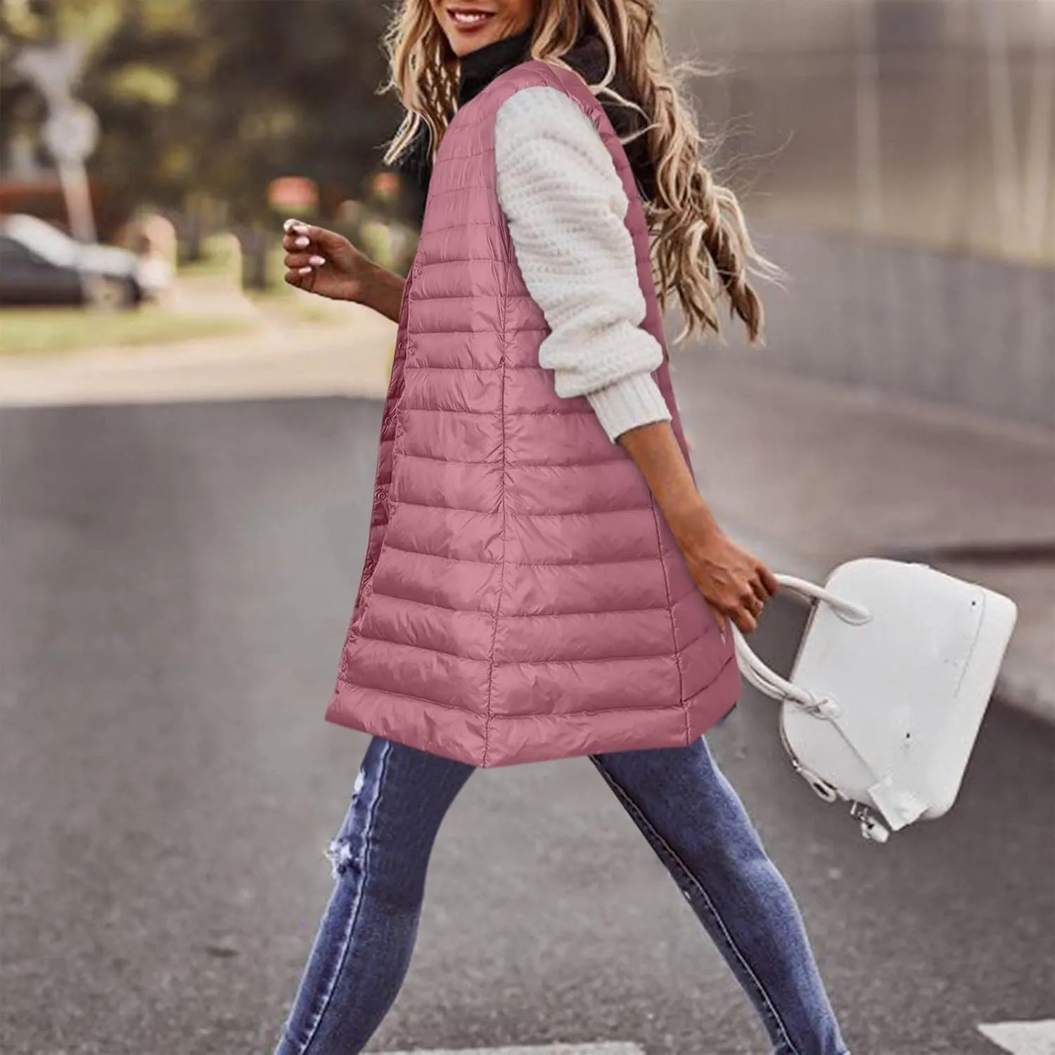 LCMTWX Red Puffer Vest Coat Vest With Hood Sleeveless Warm Down Coat With Pockets Quilted Vest Down Full-Zip Hooded Black