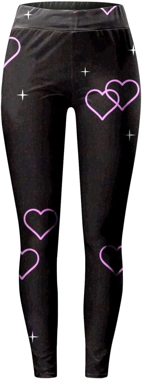 LCMTWX Women's Valentine's Day Yoga Pants Button Pocket Color High Elastic Waist Women Slim Solid Denim Jeans Pants Pants