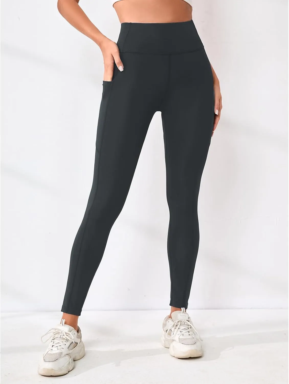 Leggings Pants for Women Tummy Control Lightweight Trendy High Waisted Stretch Soft Capri Yoga Gym Pants with Pockets