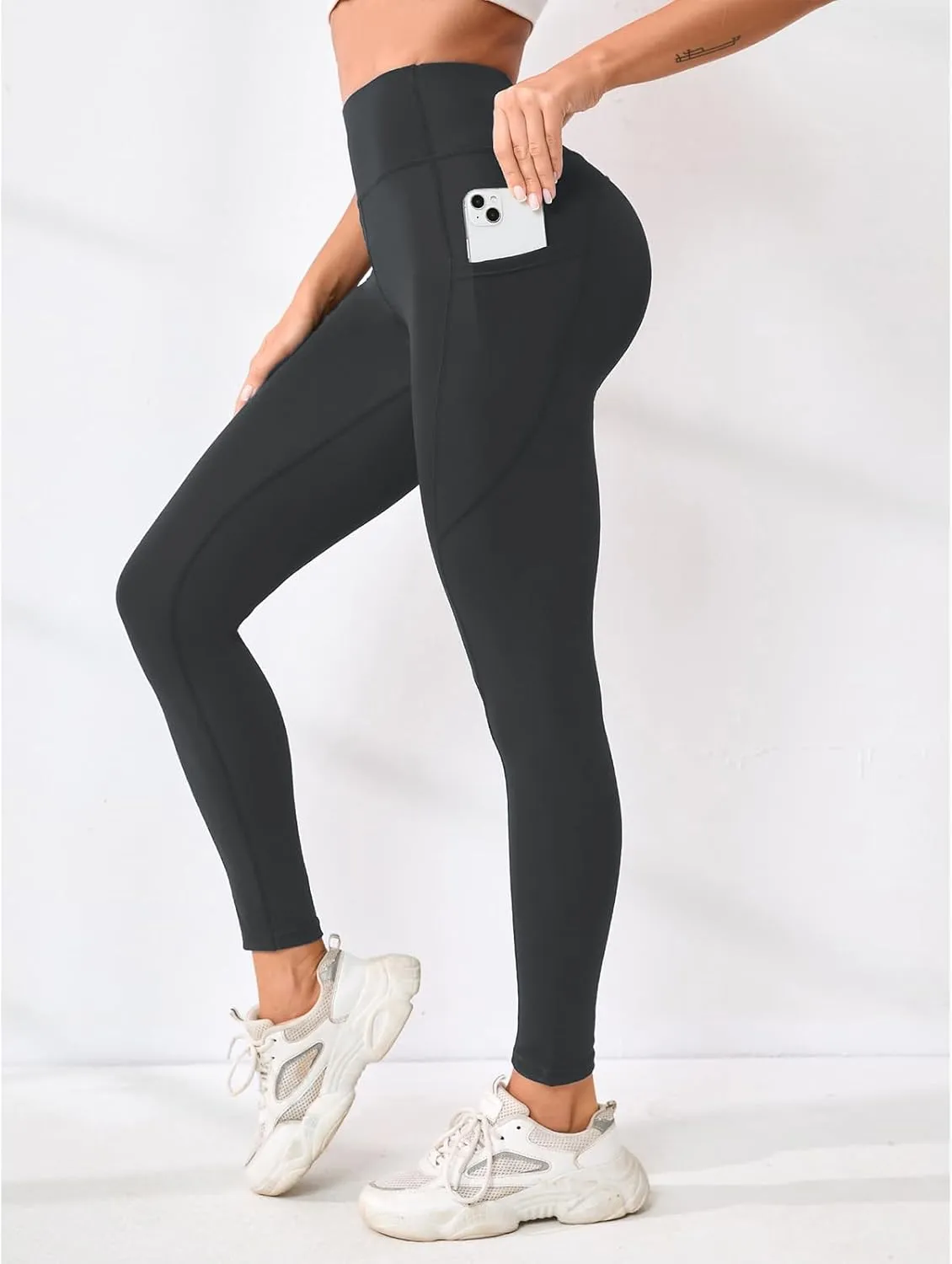Leggings Pants for Women Tummy Control Lightweight Trendy High Waisted Stretch Soft Capri Yoga Gym Pants with Pockets