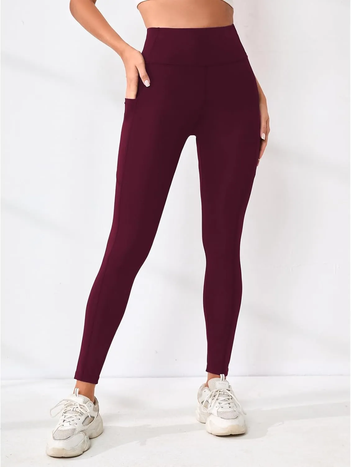 Leggings Pants for Women Tummy Control Lightweight Trendy High Waisted Stretch Soft Capri Yoga Gym Pants with Pockets