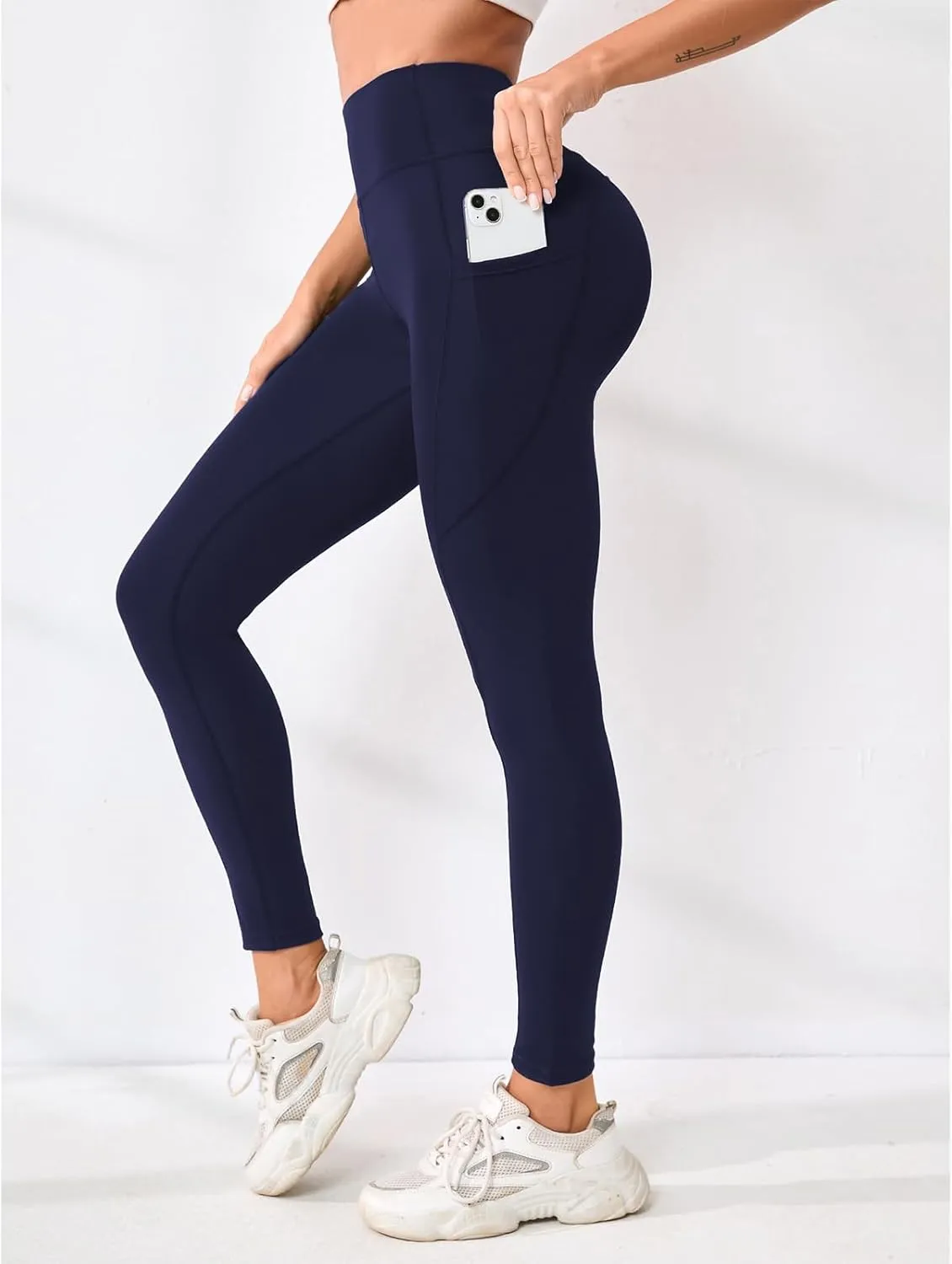 Leggings Pants for Women Tummy Control Lightweight Trendy High Waisted Stretch Soft Capri Yoga Gym Pants with Pockets