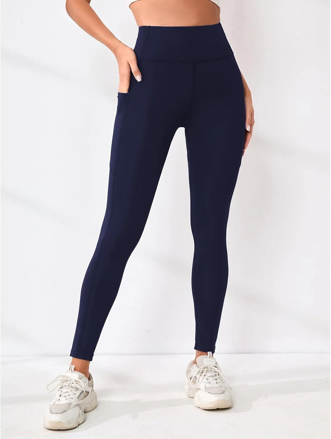 Leggings Pants for Women Tummy Control Lightweight Trendy High Waisted Stretch Soft Capri Yoga Gym Pants with Pockets