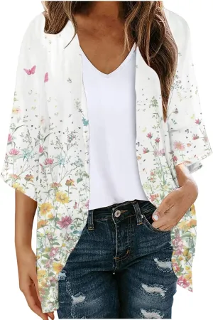 Lightweight Chiffon Cardigans for Women Long Sleeve Sun Shirts Open Front Summer Coverups UV Protection Swim Cover Up
