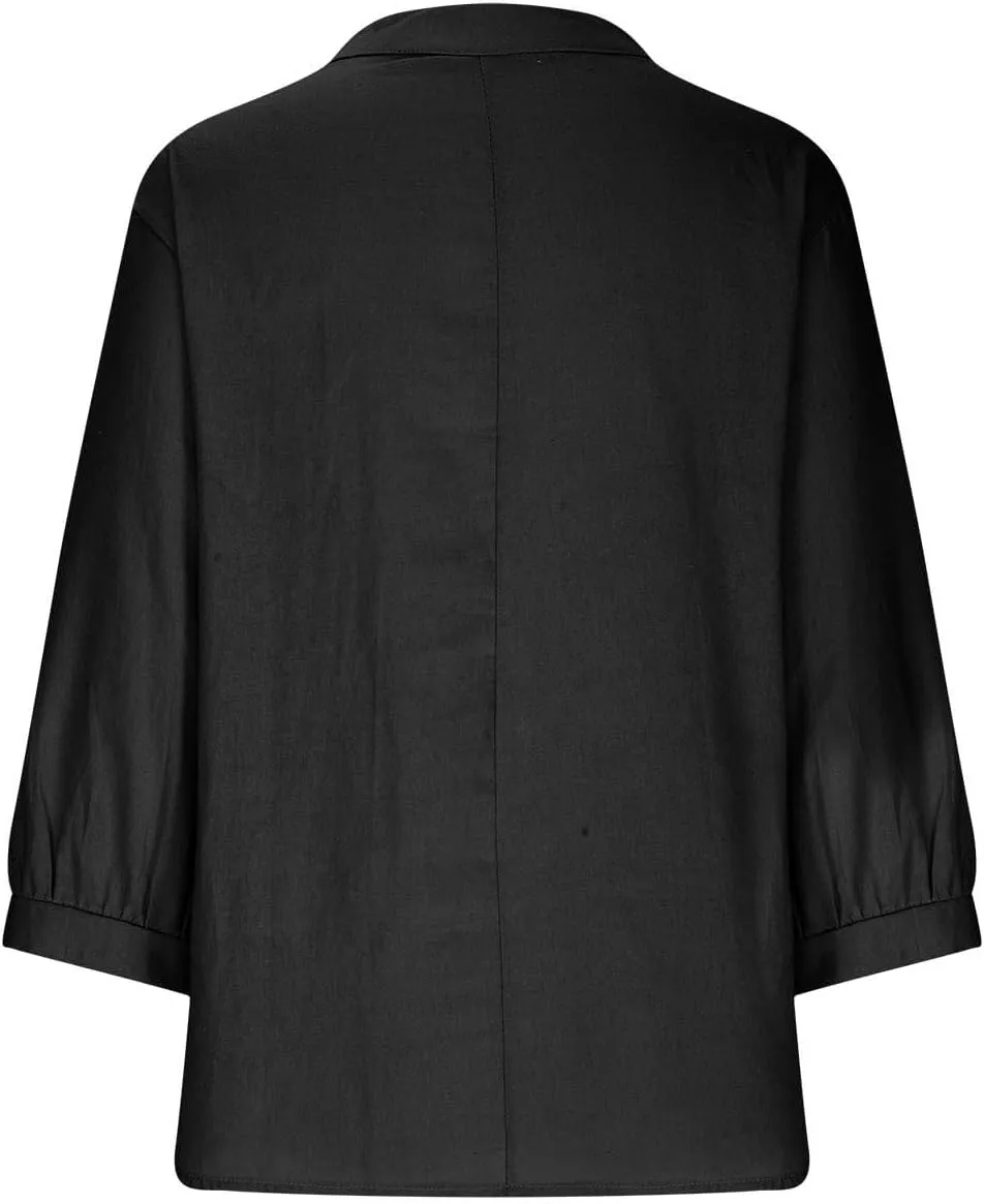 Linen Shirts for Women 2025 Summer Trendy Short Sleeve Oversize Crewneck Solid Tops Casual Loose Fit Comfy Blouses