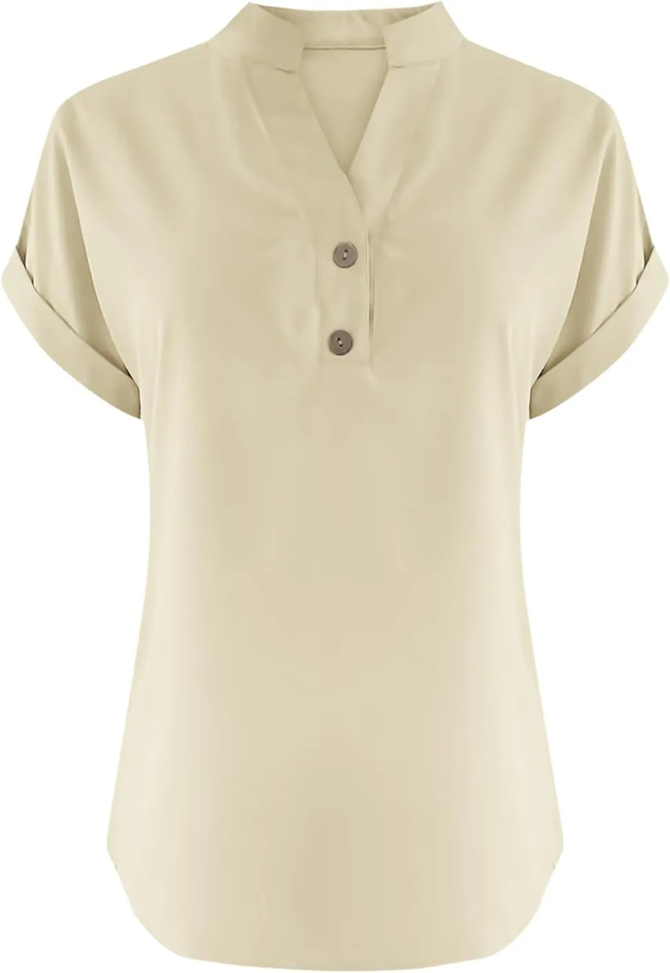 Linen Shirts for Women Loose Fit Vacation Short Sleeve Boho Tops Casual Button Up V Neck T Shirts Solid Summer Blouse
