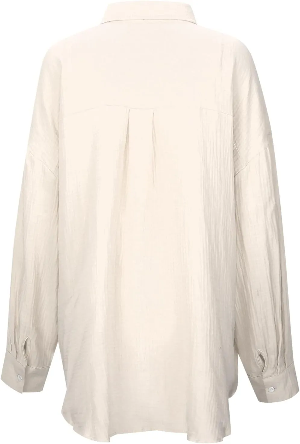 Linen Shirts for Women Summer Oversized Long Sleeve Lapel Button Down Shirt Lightweight Gauze Tops Loose Casual Blouses