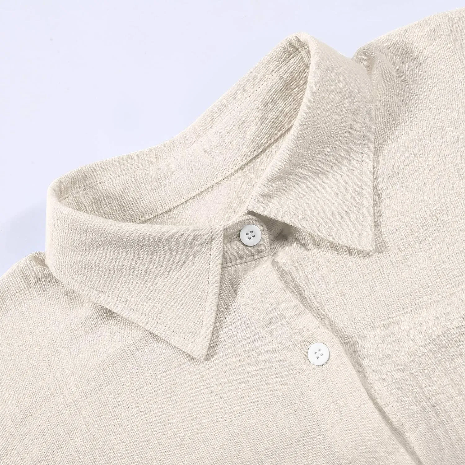 Linen Shirts for Women Summer Oversized Long Sleeve Lapel Button Down Shirt Lightweight Gauze Tops Loose Casual Blouses