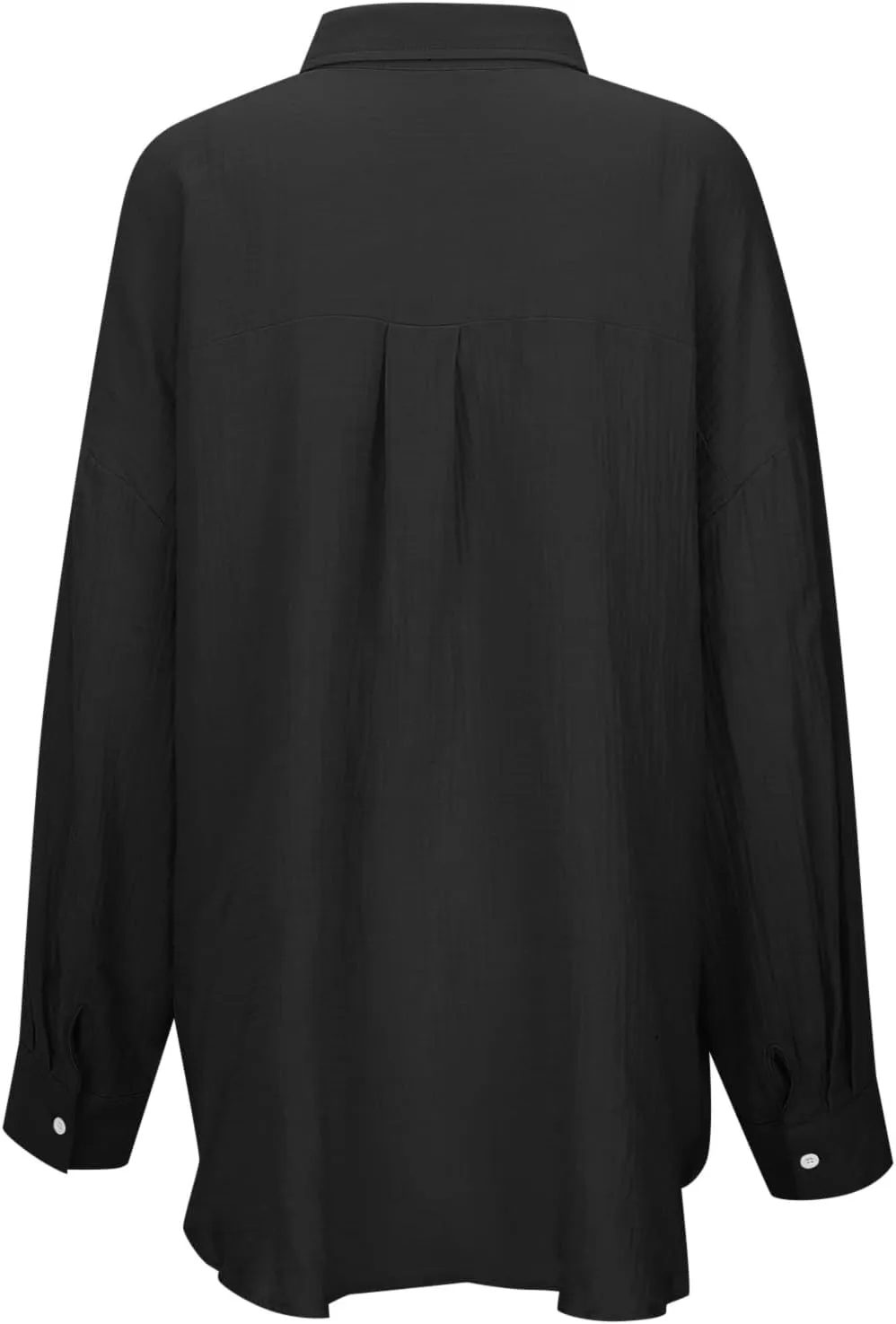 Linen Shirts for Women Summer Oversized Long Sleeve Lapel Button Down Shirt Lightweight Gauze Tops Loose Casual Blouses