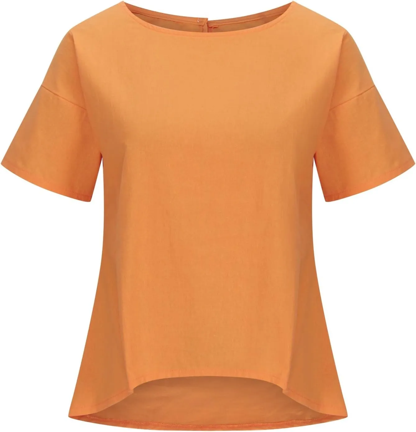 Linen Shirts for Women Summer Short Sleeve Tops Dressy Casual Blouse Irregular Hi-Low Hem Tunic Tees Fashion Clothes