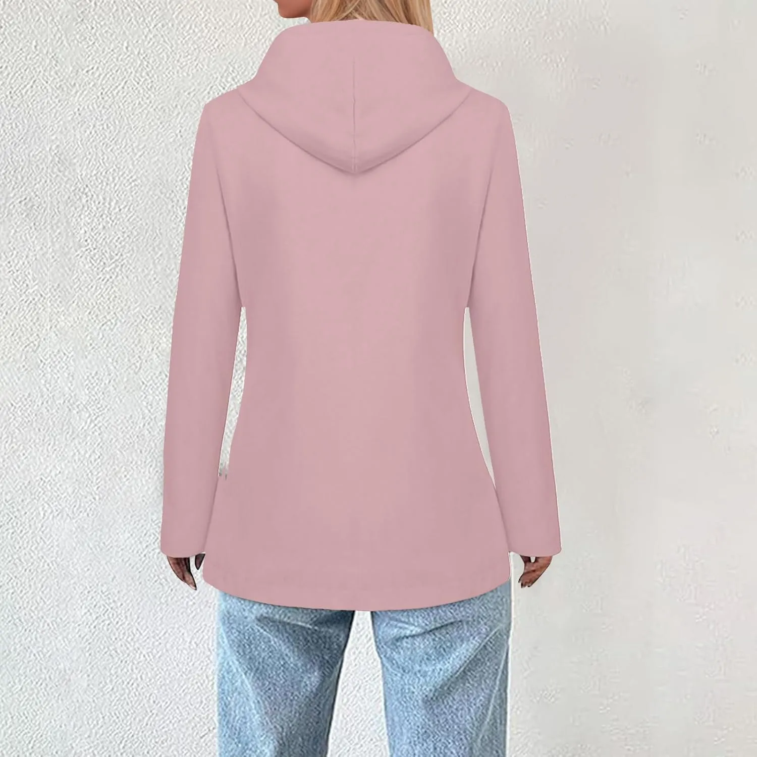 Lmdudan 2024 Trendy Waterproof Rain Jacket for Women Lightweight Zip Up Long Hooded Raincoat Outdoor Fleece Lined Trench Coat